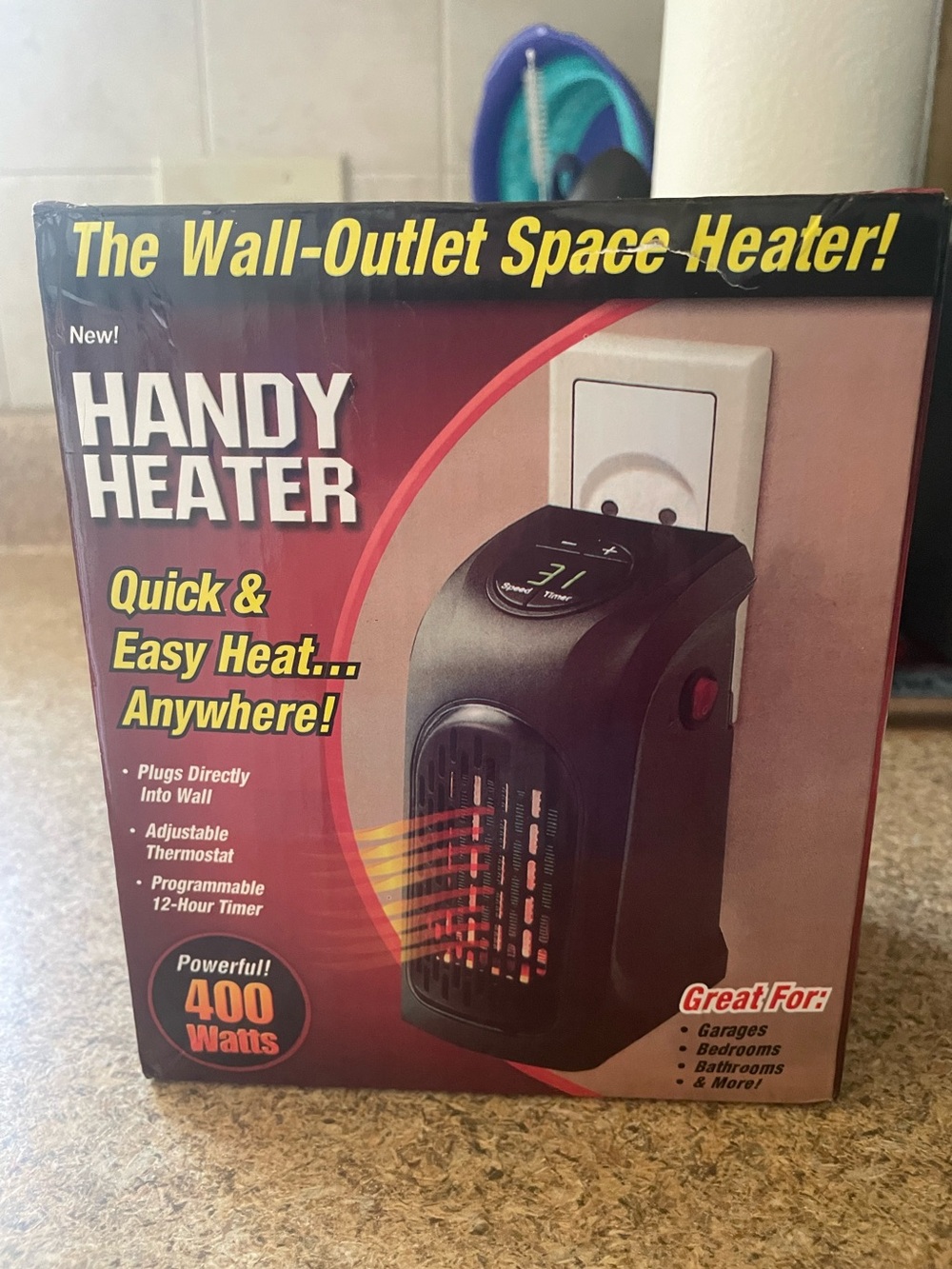 Wall-Outlet Space Heater - Black